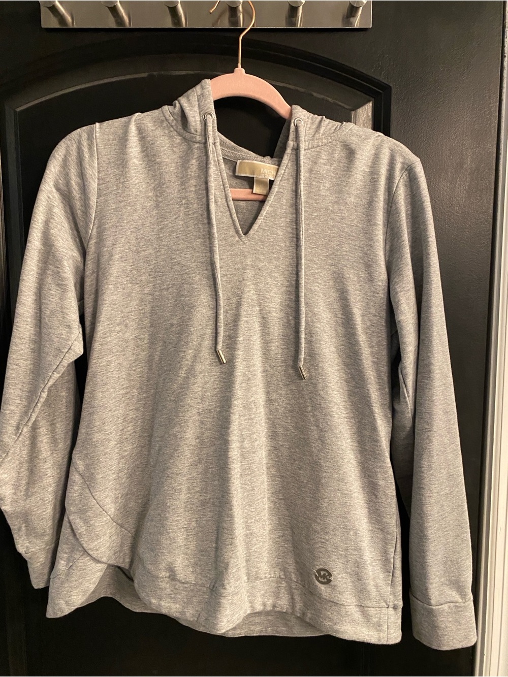 MICHAEL Michael Kors Heather Gray V-Notch Hoodie Pullover